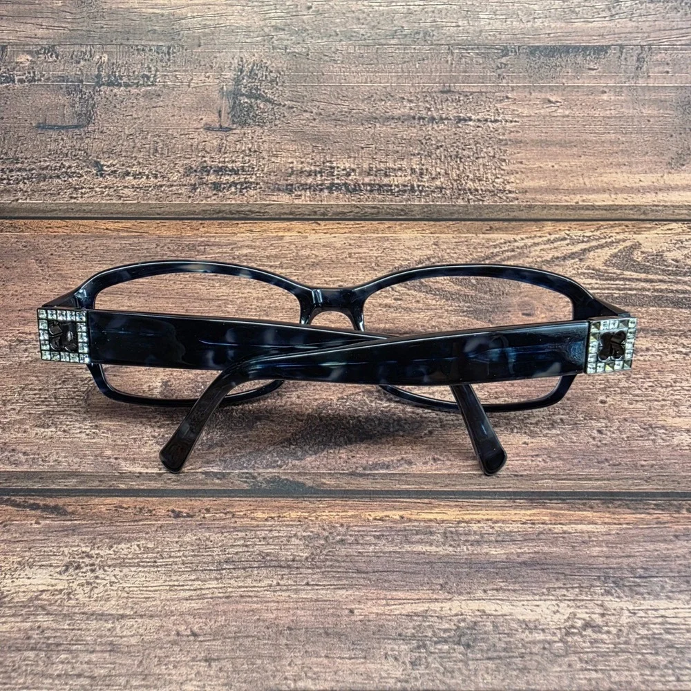 Liz Claiborne L534/S JTW Blue Marble Eyeglasses 55-16-130 Rhinestone Detail